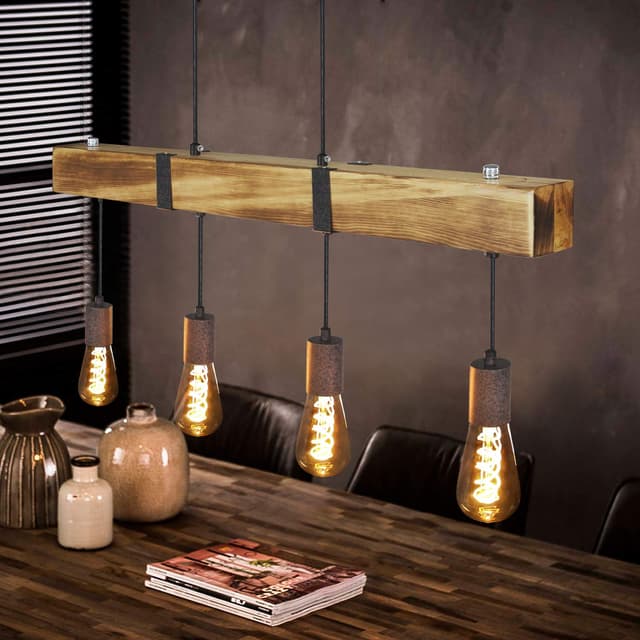 GBLY Vintage Pendelleuchte Holz Esstischlampe Retro Hängeleuchte 🌟