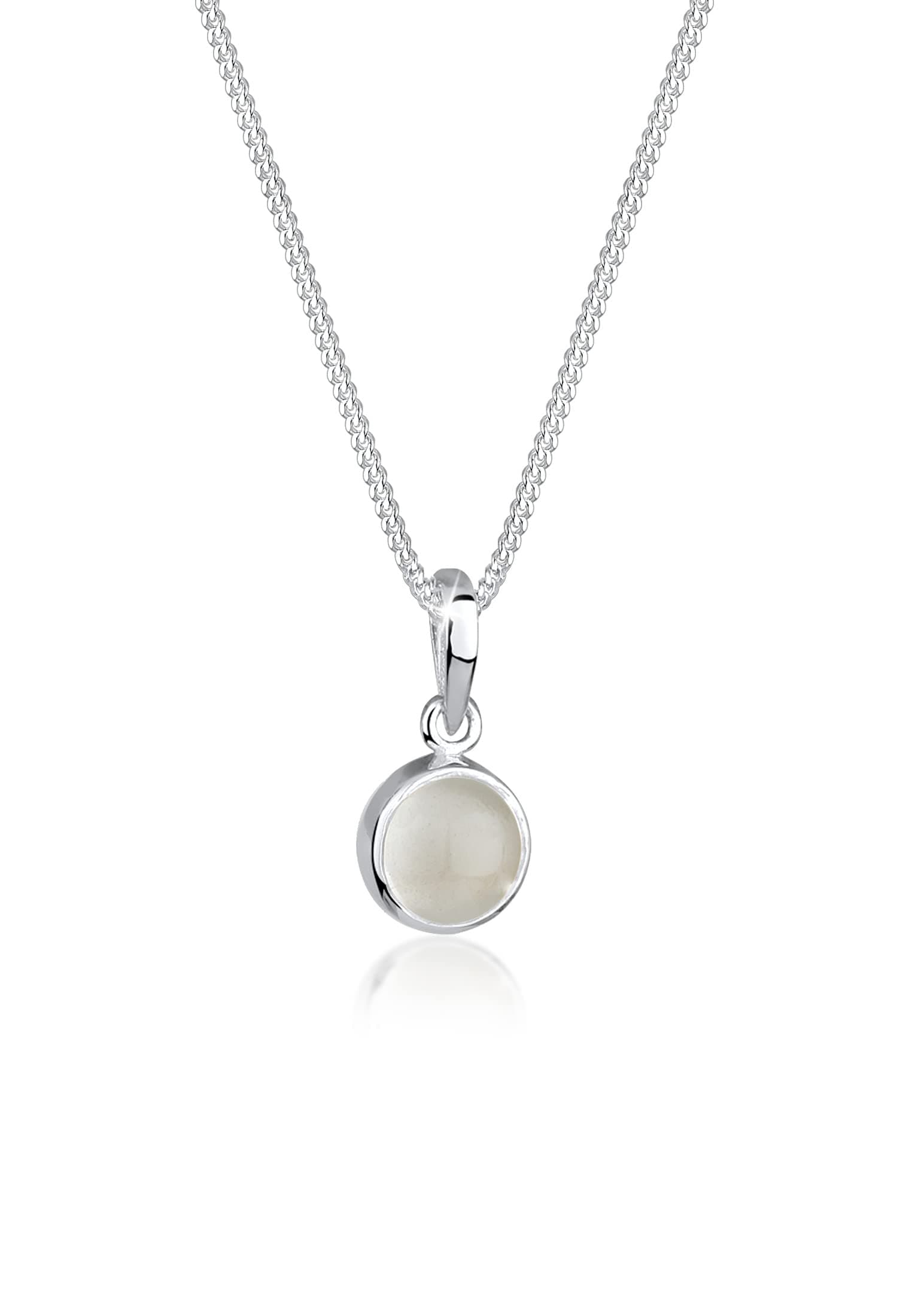 🌙 Elli Halskette Damen Anhänger Rund mit Mondstein in 925 Sterling Silber 🌙
