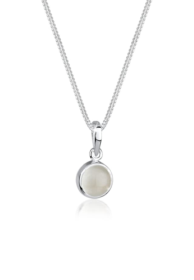 🌙 Elli Halskette Damen Anhänger Rund mit Mondstein in 925 Sterling Silber 🌙