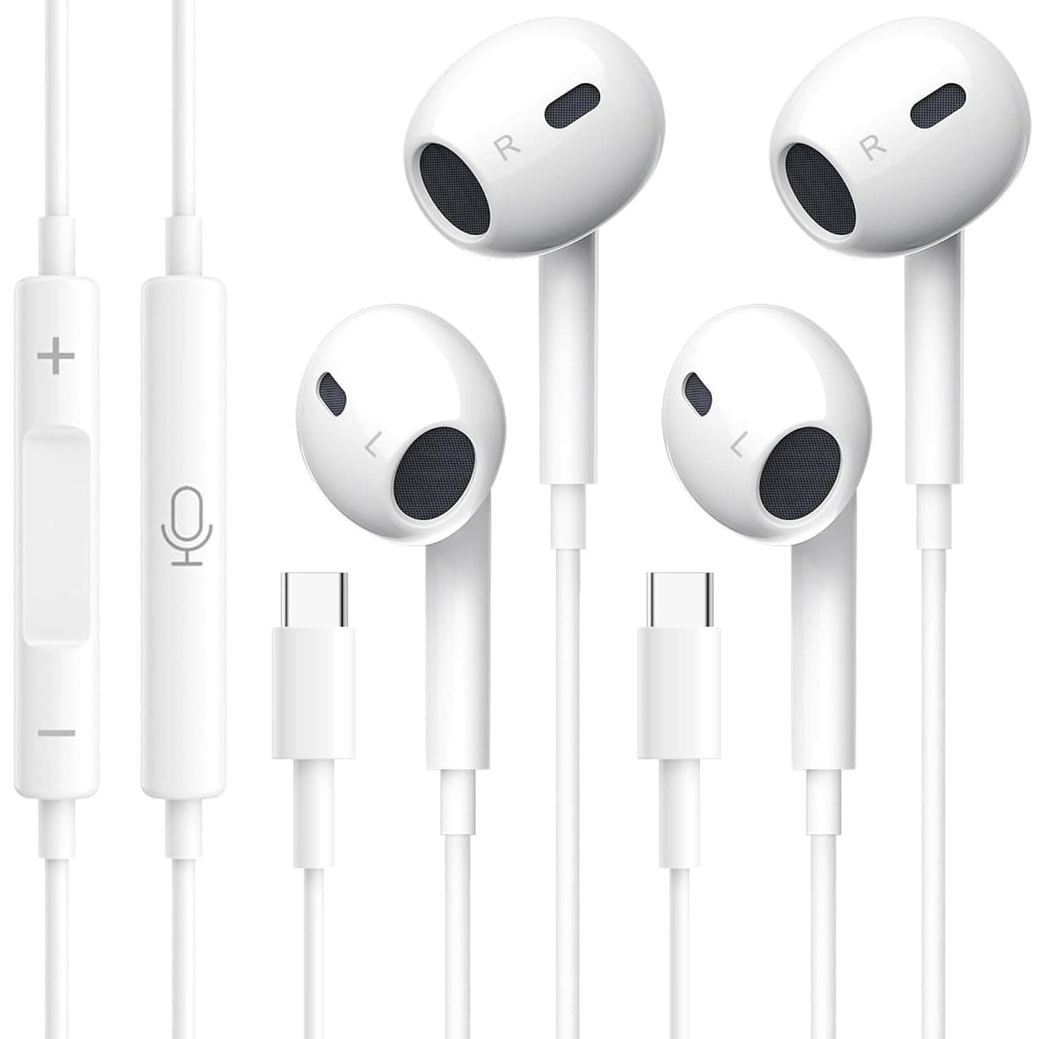 🎧 2Pack USB-C Kopfhörer mit HiFi Stereo, Mikrofon & Lautstärkeregler - Kompatibel mit verschiedenen Geräten 2025.2.26