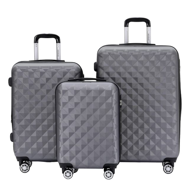🧳 BEIBYE Zwillingsrollen 2066 Hartschale Trolley Koffer Reisekoffer Gepäck M-L-XL-Set (Business Grey, Set) Business Grey Set 🧳
