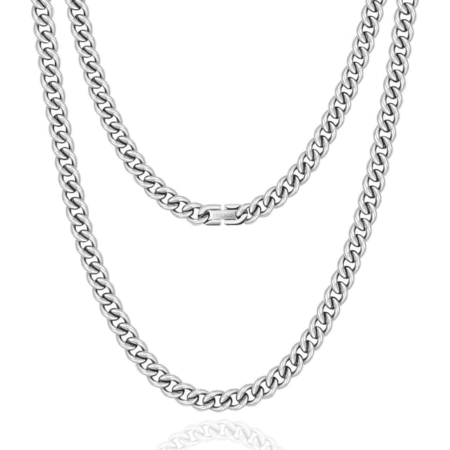 KRKC&CO Kette Herren, Panzerkette Herren Edelstahl 3/4/5/6/7/9mm, 18K Gold Vergoldet Cuban Link Chains Damen Silberkette Goldkette