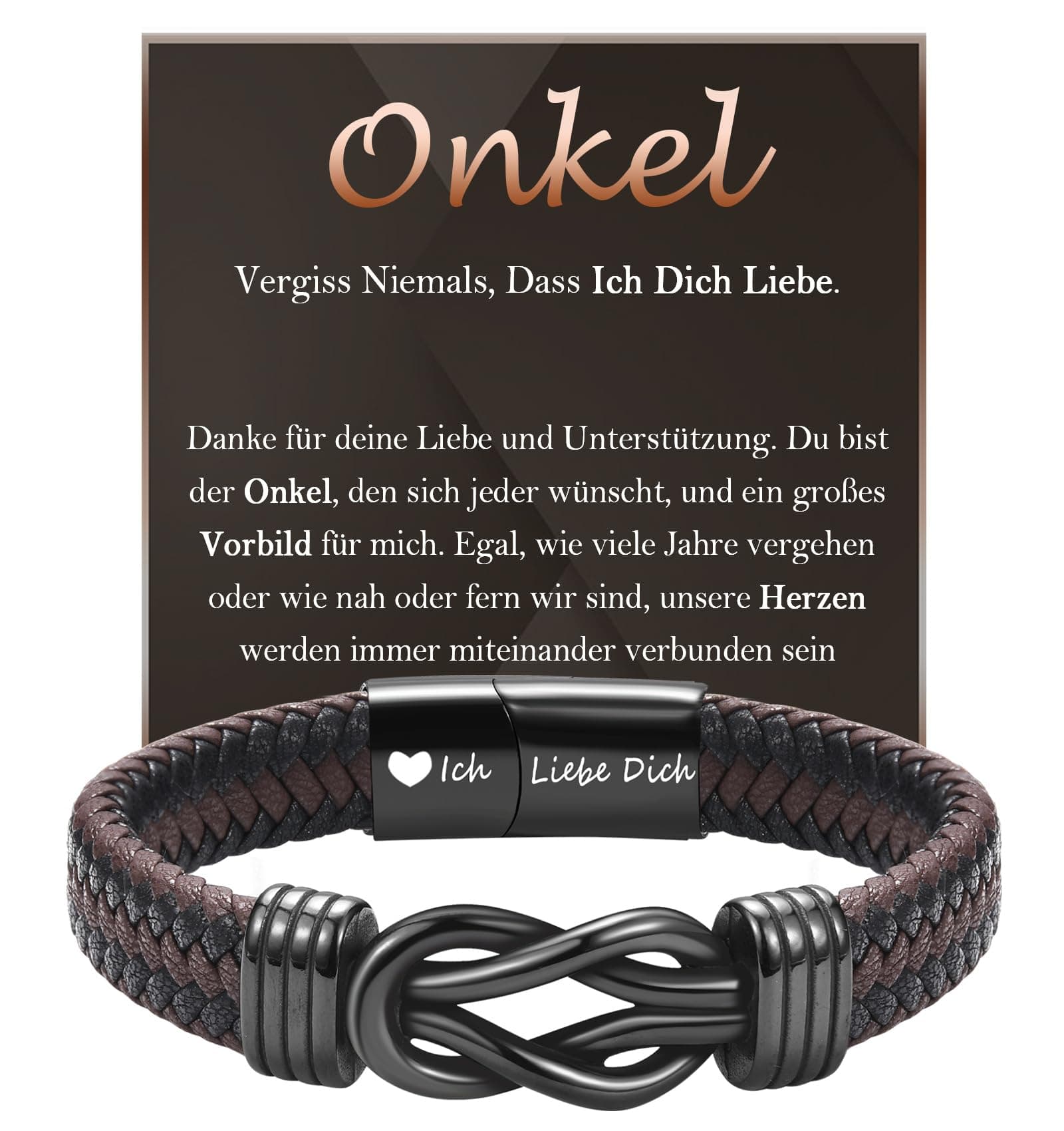 🎁 FAOMZQ Vatertagsgeschenk für Papa, Männer Armband mit Gravur für Papa Bonus Papa Stiefvater, Ideales Vater Geschenk zum Vatertag Geburtstag L-Onkel