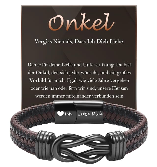 🎁 FAOMZQ Vatertagsgeschenk für Papa, Männer Armband mit Gravur für Papa Bonus Papa Stiefvater, Ideales Vater Geschenk zum Vatertag Geburtstag L-Onkel