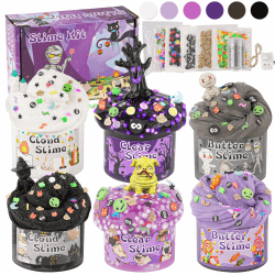 👻🎃 LAWOHO 6 Stück Lila und Schwarzes Slime Set für Kinder - Halloween Geschenk
