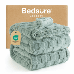 BEDSURE Kuscheldecke Flauschig - Fleecedecke & Wolldecke, Sofadecke, Schachbrettmuster Tagesdecke, XXXL, Weiche Warme Gemütlicher Karierte Decken für Zimmer Deko, Grün, 230 x 270 cm