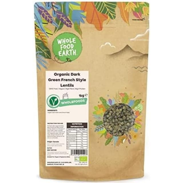 🌿🌾 Top-Angebot: Wholefood Earth Bio Dunkelgrüne Französische Stil Linsen 1kg 🌾🌿