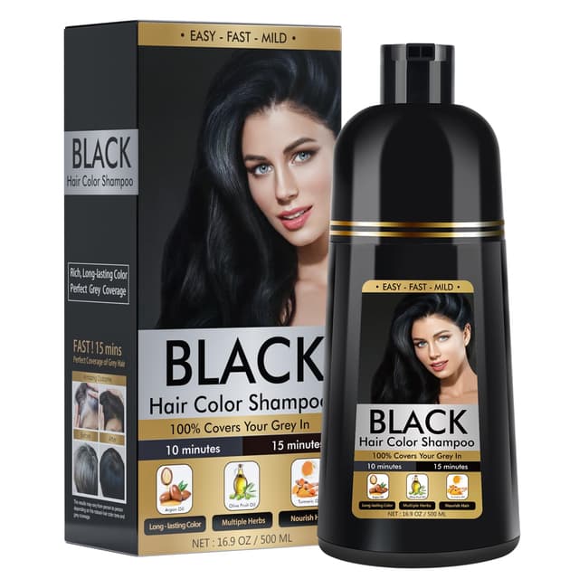 🖤 Schwarzes Haarfärbeshampoo für Graues Haar 3 in 1 🌿🌼