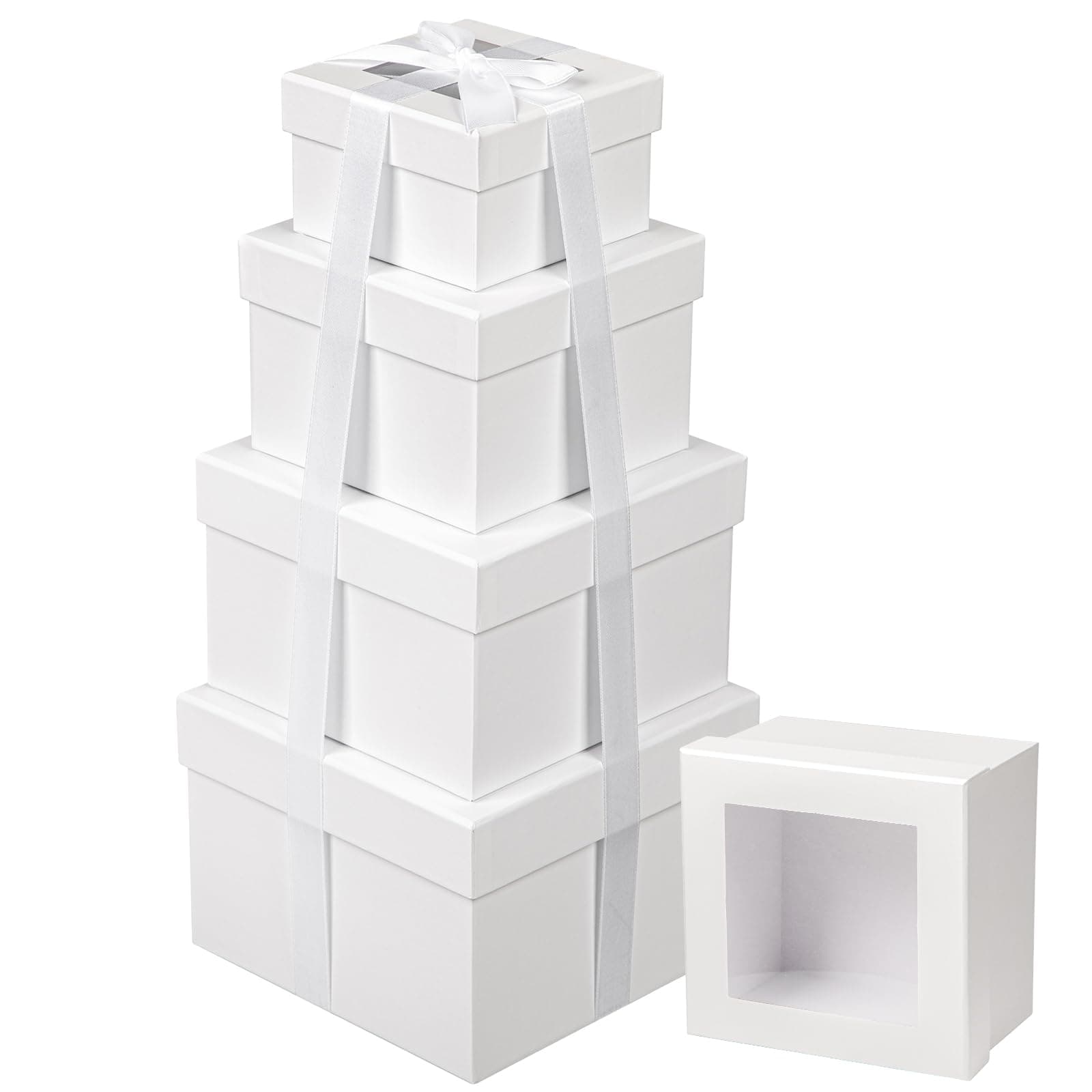 🎁 Briful 4er Set Geschenkbox Quadratische Schachtel mit Sichtfenster