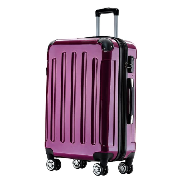 🧳 BEIBYE Hartschalen Koffer Trolley Rollkoffer Reisekoffer 4 Zwillingsrollen Polycabonat (Lila, Handgepäck 55cm-40L) 🧳