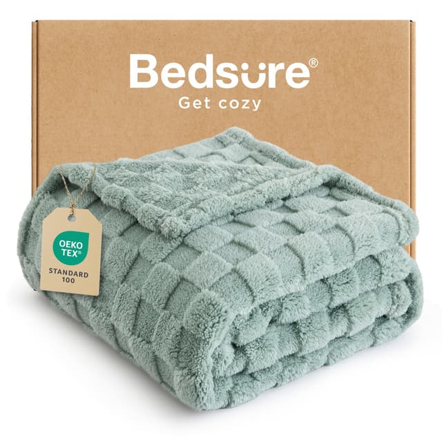 🌟 Luxuriöse BEDSURE Kuscheldecke - Ultraweiche Sherpa-Decke in Grün 🛋️