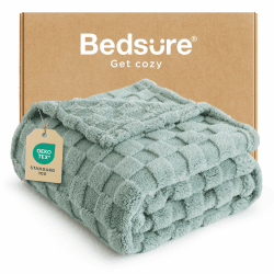 🌟 Luxuriöse BEDSURE Kuscheldecke - Ultraweiche Sherpa-Decke in Grün 🛋️