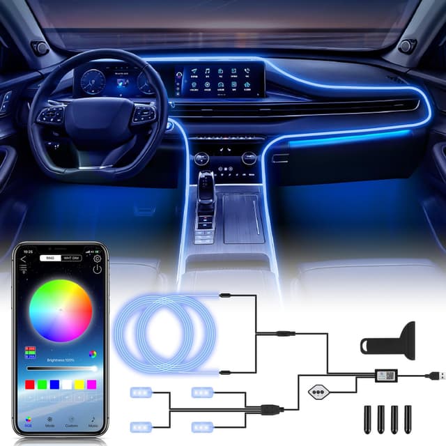 🚗 OMECO LED Innenbeleuchtung Auto USB Ambientebeleuchtung 4m 5050RGB 🌈🎶