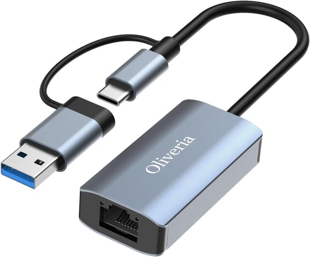 🚀 USB-C auf Ethernet Adapter - USB 3.0 auf RJ45 Gigabit Ethernet LAN 1000 Mbps Netzwerkadapter für Windows/Mac/Linux 2 IN 1 🛡️🔌