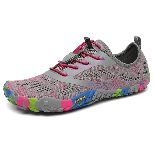 SAGUARO Unisex Barfußschuhe 🌿 Outdoor Barfussschuhe rutschfest Fitnessschuhe Gr.36-48 38 EU Rosagrau