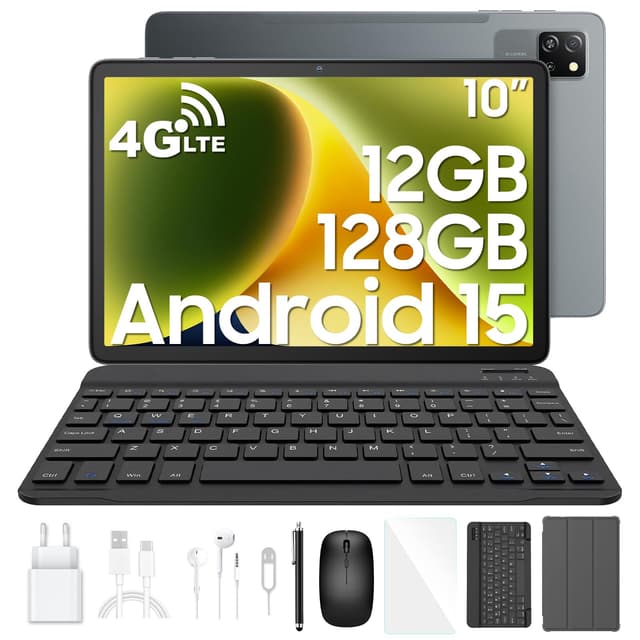 🚀 Blackview Tab 60 Pro Tablet Android 15 mit Tastatur | 10 Zoll Widevine L1 | 12GB RAM | 128GB ROM | 2TB TF | T606 Octa-core Gaming | Dual 4G SIM | 5G WiFi | Schwarz
