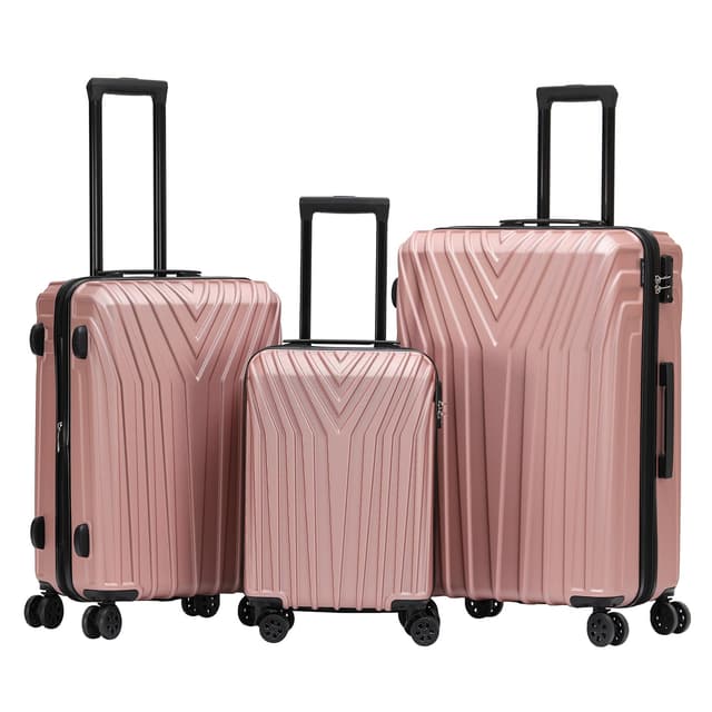 🌟 BEIBYE Kofferset Rollkoffer Koffer Hartschale,TSA Schloß, Zwillingsrollen, Erweiterung (Rosa Gold, Set) Set Rosa Gold 🌟