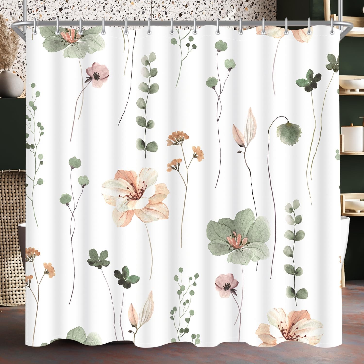 Lerores Duschvorhang 120x200 cm Salbei Grün Blume 🌿🚿