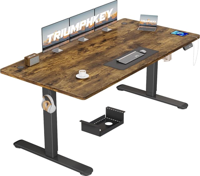 🌟TRIUMPHKEY Höhenverstellbarer Schreibtisch 160x80 mit USB Ladeanschluss🌟