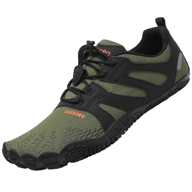 👟 SAGUARO Barfussschuhe Herren & Damen - Sommer Zehenschuhe - Grün 48 EU 🌿