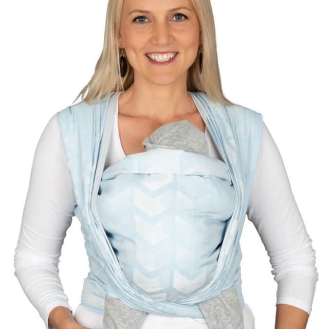 👶🌟 Hoppediz gewebtes Baby-Tragetuch ab Geburt, Neugeboren bis Kleinkind, 100% kbA-Baumwolle (Bio), Amsterdam aqua 5,40 m 🌈