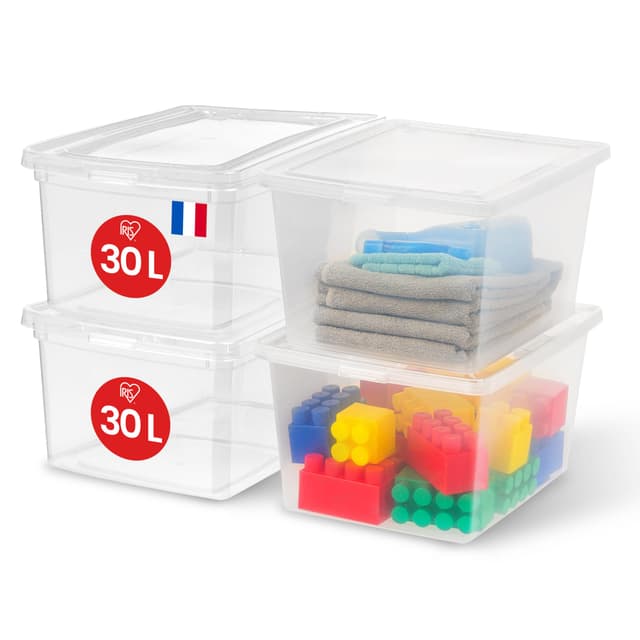 🌟 Iris Ohyama Mehrzweck-Kunststoff-Aufbewahrungsbox, 30L, 4er Set 🎁