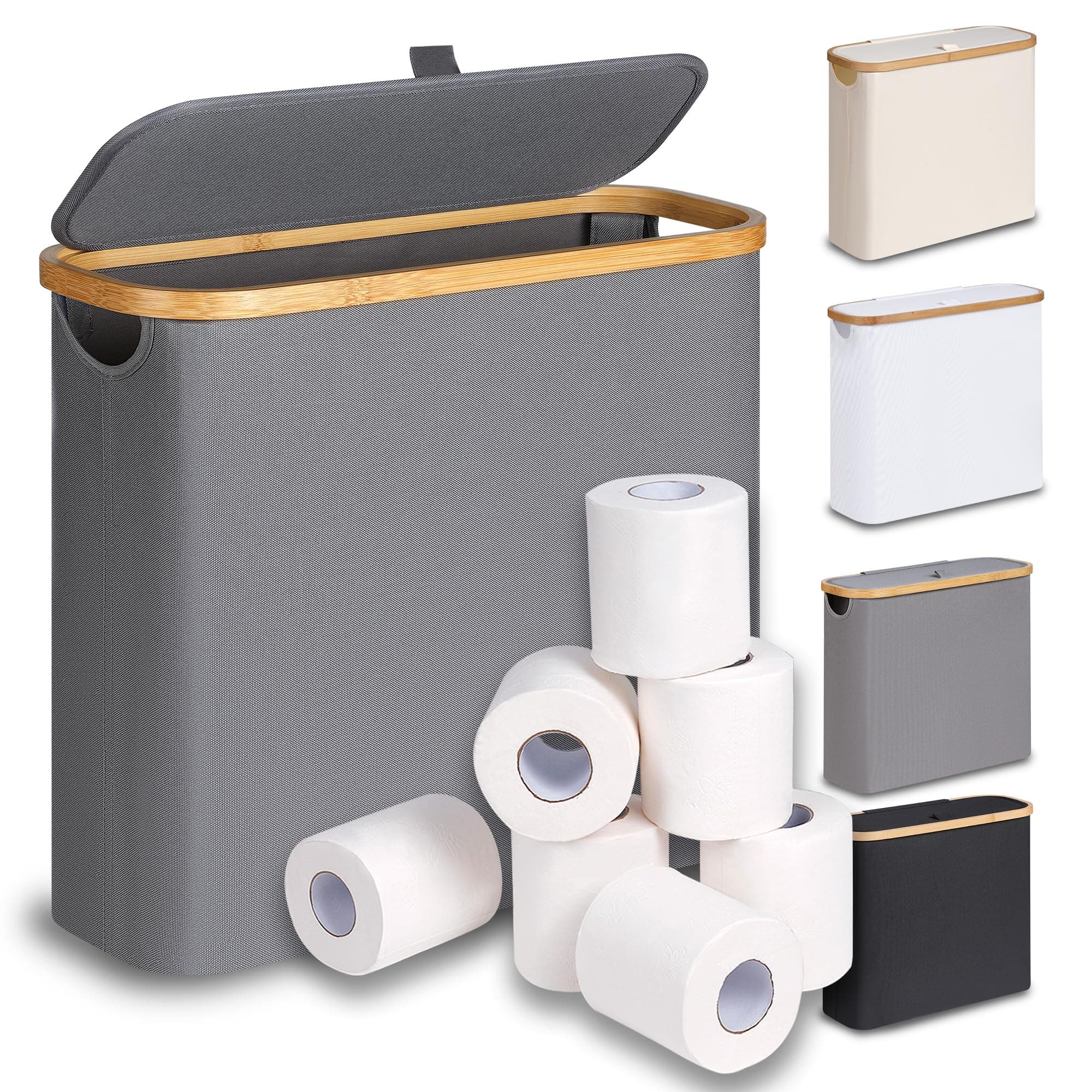 🧻 Efluky 28L Toilettenpapier Aufbewahrungskorb mit Deckel, Bambus Badezimmer Organizer 🚽
