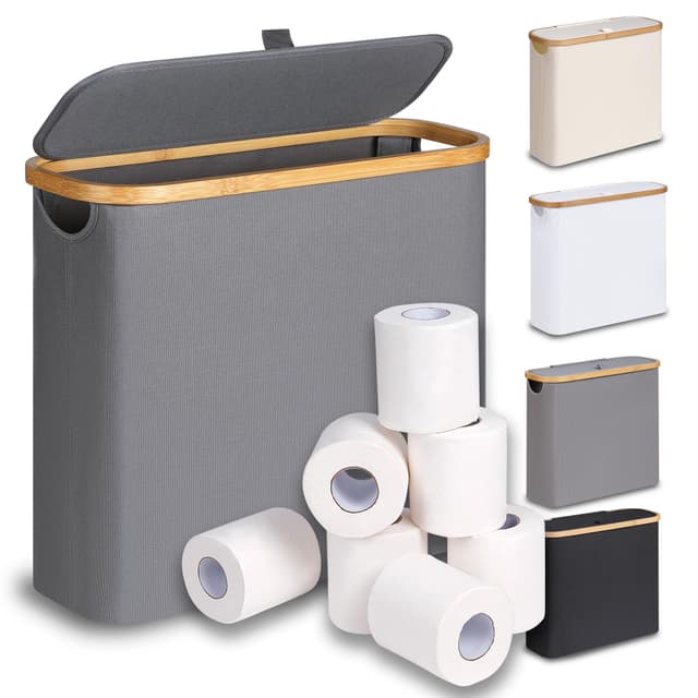 🧻 Efluky 28L Toilettenpapier Aufbewahrungskorb mit Deckel, Bambus Badezimmer Organizer 🚽