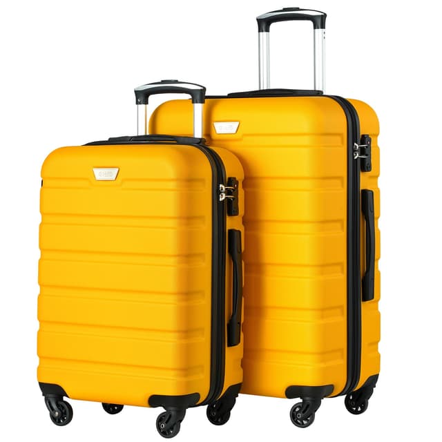🧳🌟 COOLIFE Premium Koffer Hartschalenkoffer Set-2tlg(S + M) Zitronengelb 🌟🧳