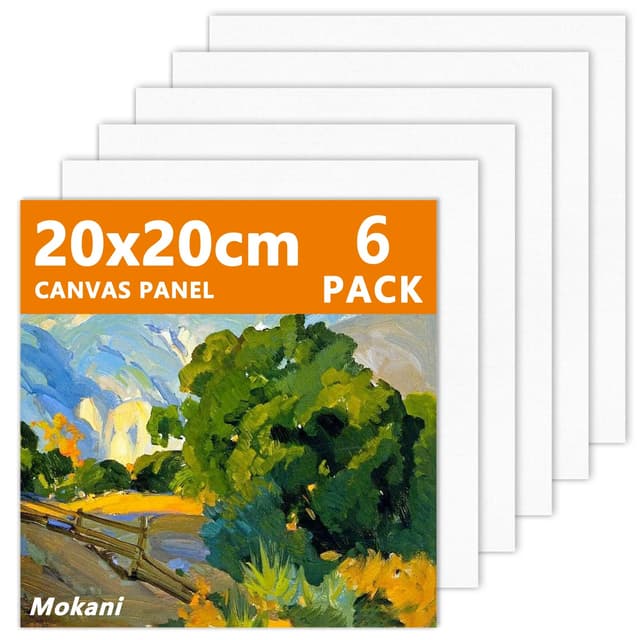 🎨 Mokani Leinwand zum Bemalen Set (6er Pack) - 20x20 cm 🖌️
