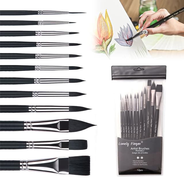 🎨🖌️ 12 Stück Aquarellpinsel Set für Künstler und Kinder
