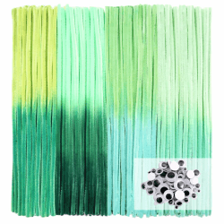 TOAOB Pfeifenreiniger 4 Verschiedene Grün Verlaufsfarbe zum Basteln 100 Stück Chenilledraht Pfeifenputzer Lang 30 cm X 6mm Pipe Cleaner Basteln mit Wackelaugen