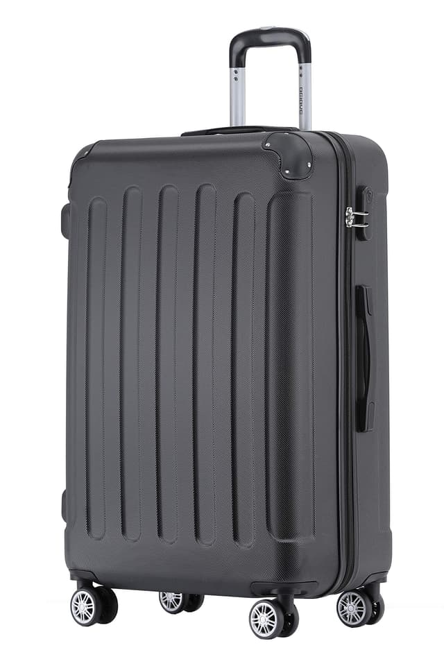 🧳🔒 BEIBYE Zwillingsrollen Hardcase Reisekoffer XL-L-M 14 Farben Schwarz Großer Koffer (76 cm) 🧳🔒