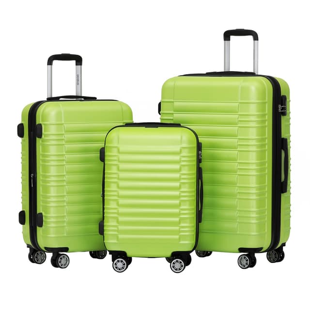 BEIBYE 2088 Zwillingsrollen Reisekoffer Koffer Trolleys Hartschale M-L-XL-Set (Green, Set) Green Set 🧳