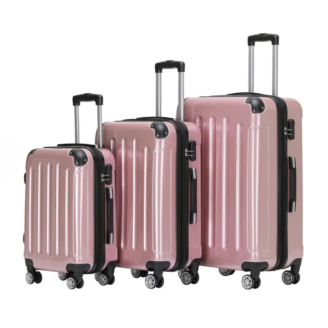 🛫👜 BEIBYE Hartschalen Koffer Trolley Rollkoffer Reisekoffer 4 Zwillingsrollen Polycabonat (Rosa Gold, Kofferset) Rosa Gold Kofferset 🛍️