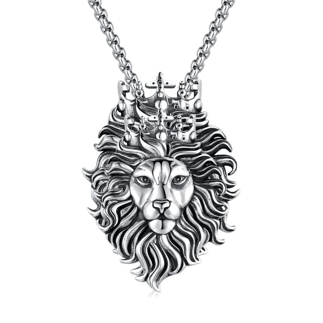 JFASHOP Löwen König Kette 925 Sterling Silber Vintage 🦁👑