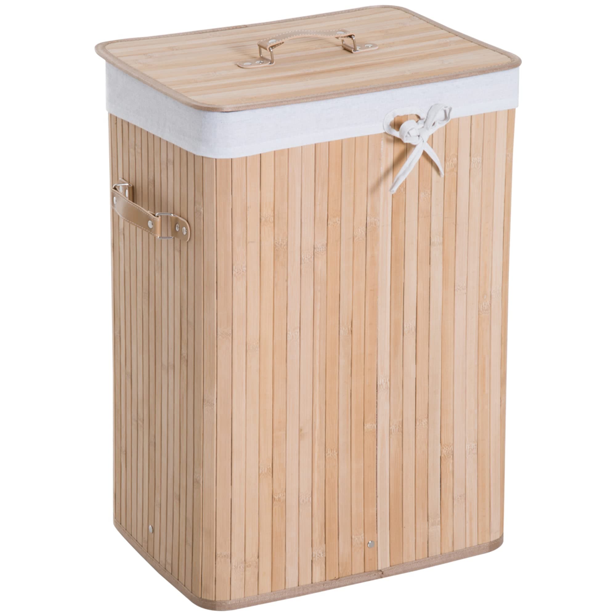 🌿🧺 HOMCOM Bambus Wäschekorb 72L - Faltbarer Wäschesammler mit Deckel und Griffen