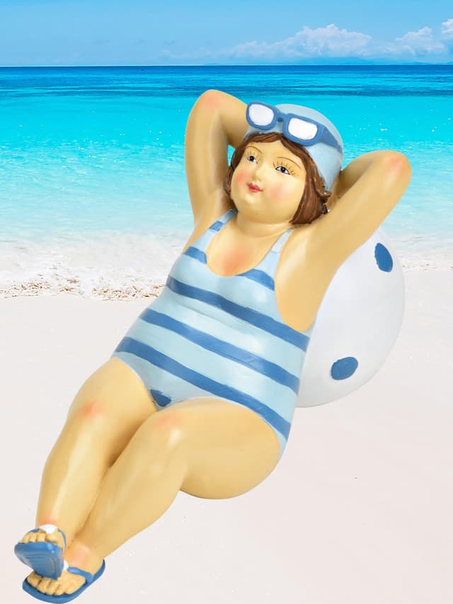 Pommerntraum ® | Dekofigur Sammlerfigur mollige Maritime Badenixe Badefigur Strandlady - Marta