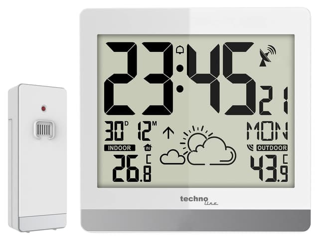 Technoline WS8119 Digitale Funkwanduhr mit Temperaturanzeige und Wettervorhersage, Weiß ⏰🌡️🌤️