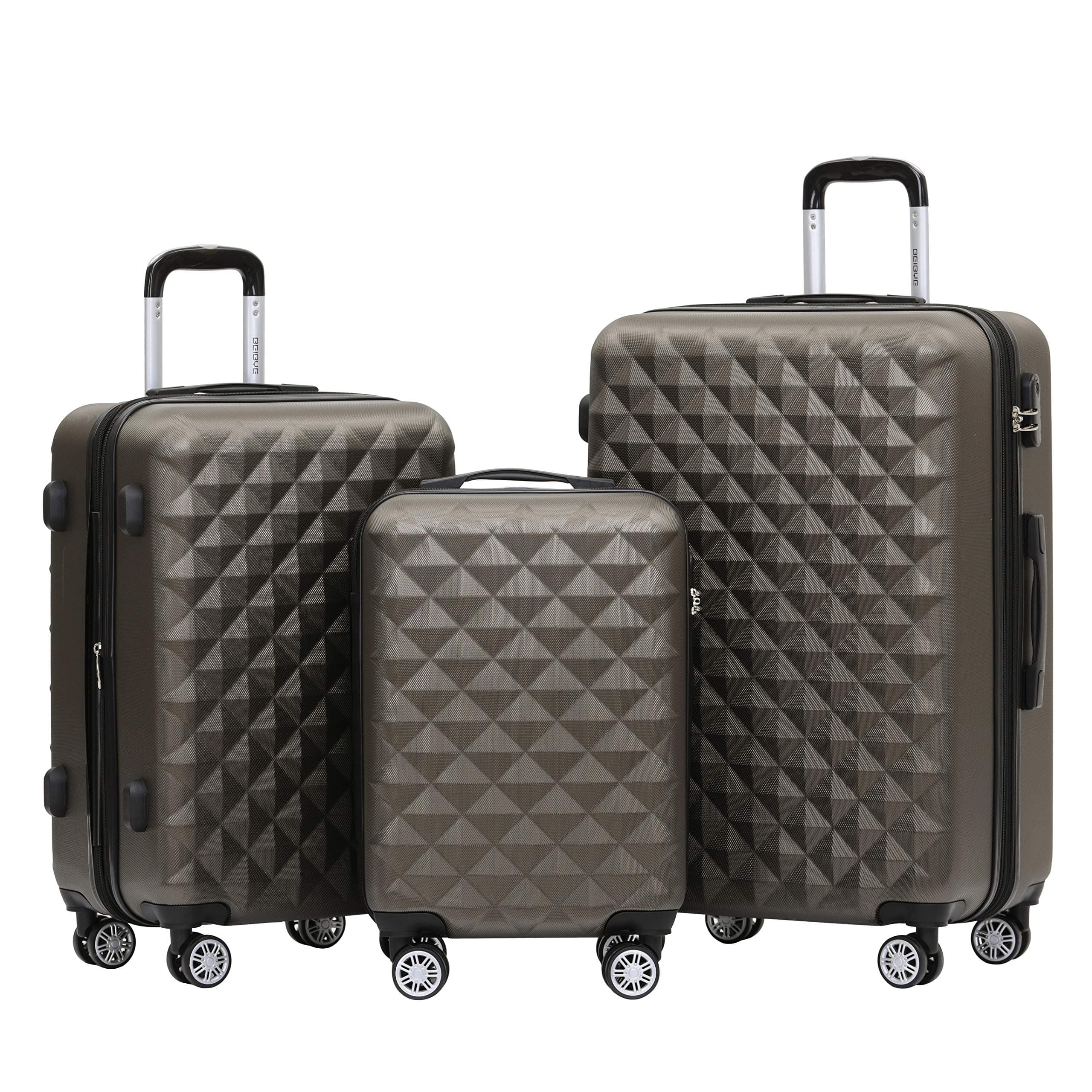 🌟 BEIBYE Zwillingsrollen 2066 Hartschale Trolley Koffer Reisekoffer Gepäck M-L-XL-Set (Coffee, Set) Coffee Set 🌟