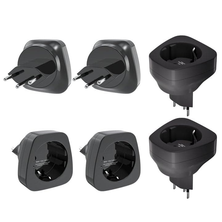 🌍 6 Stück Reiseadapter Schweiz EU - Deutschland auf Schweiz Steckdosenadapter, Schuko EU zu Typ J Adapter für Malediven, Ruanda, Liechtenstein (Schwarz) 🛫