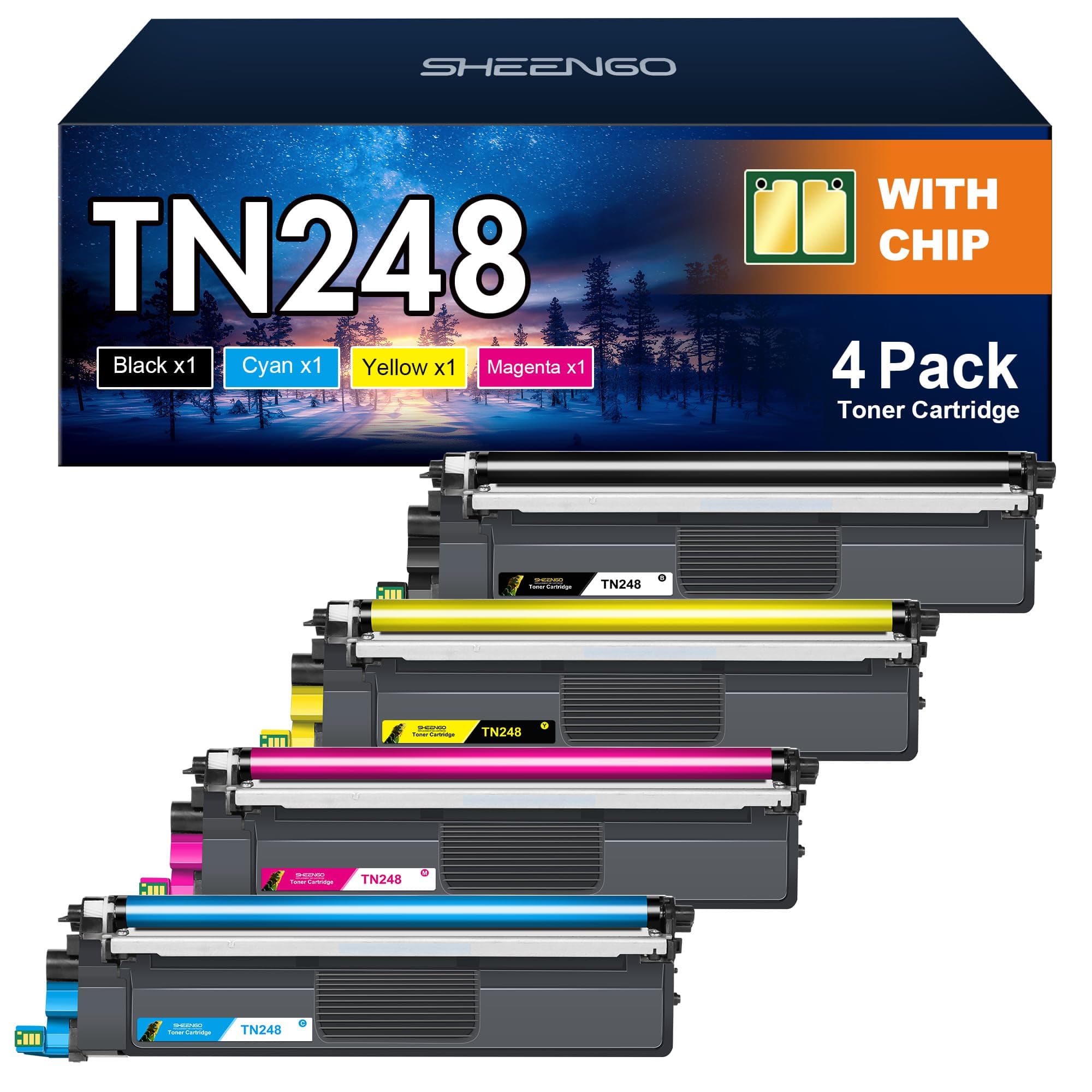 TN248 XL Toner für Brother Drucker | 4er Pack | Schwarz, Cyan, Magenta, Gelb