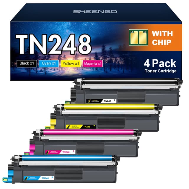 TN248 XL Toner für Brother Drucker | 4er Pack | Schwarz, Cyan, Magenta, Gelb