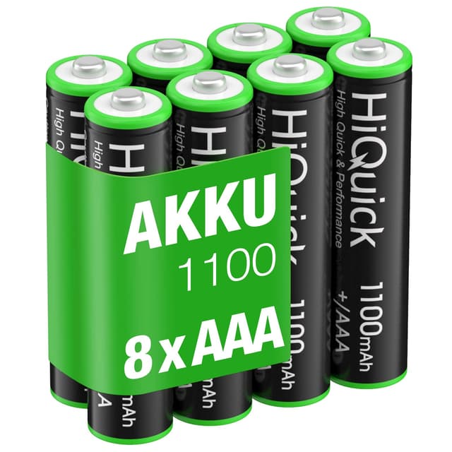 🔋🌟 HiQuick Micro AAA Akku, NI-MH 1100mAh wiederaufladbar Batterien - 8er Pack