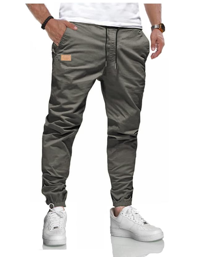 👖 LIUPMWE Herren Hose Chino Cargo Hose Jogginghose Herren Baumwolle Casual Sweatpants Herren Freizeithose Elastische Pants Taille mit Kordelzug Taschen XXL Grau - Angebot