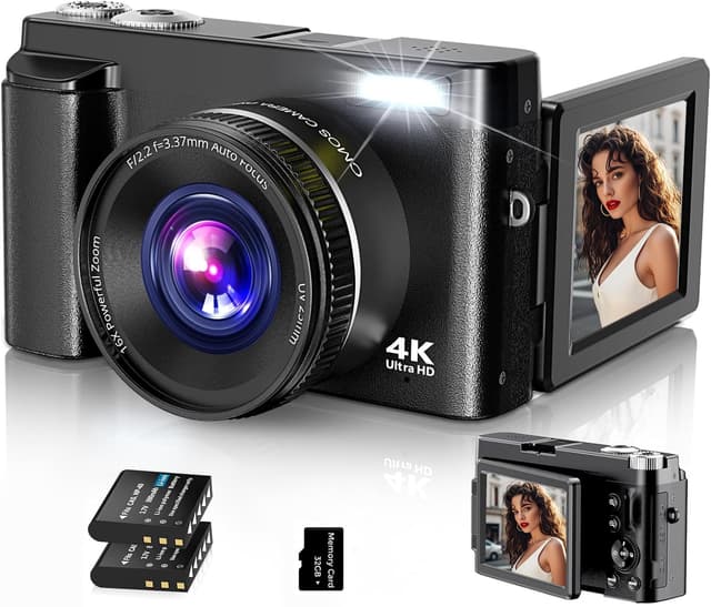 Digitalkamera 4K 48MP Fotokamera Autofokus mit 32G Karte 📸🎥