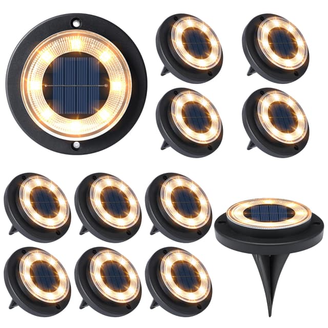 🌞🌿 Flacchi Solar Bodenleuchten Aussen - Solarlampen für Garten mit 8 LEDs (12 Stück) 🌿🌞