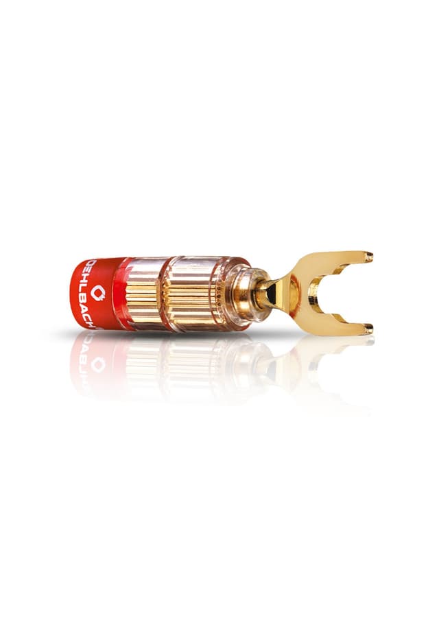 🔊 Oehlbach Solution Lug - Erstklassiger Kabelschuh-Verbinder für Kabel bis 6mm² - rot/schwarz Kennzeichnung, Crimp-System - 4 Stück - Gold