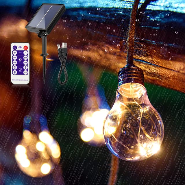 Bogseth Lichterkette Außen Solar,20 LED 7.6M Solar Lichterkette Aussen Mit USB-/Solar-Lademethode