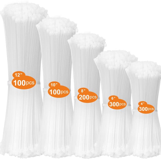 🔗 DUNSOO Kabelbinder 1000 Stück Set - Weiß - Heavy Duty Starke Zip Ties